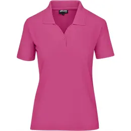 Ladies Basic Pique Golf Shirt Pink Front